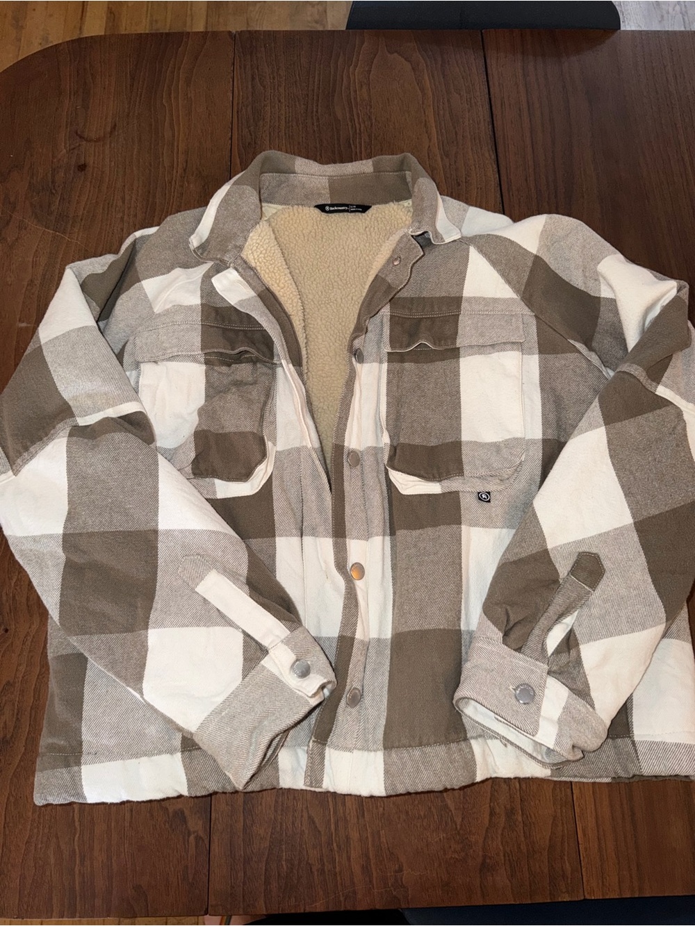 Backcountry Sherpa-Lined Plaid Shacket - Beige & Cream